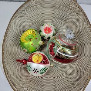 VTG Reflector Ornaments Assorted Indent Glass Ball Fancy Christmas Poland 4